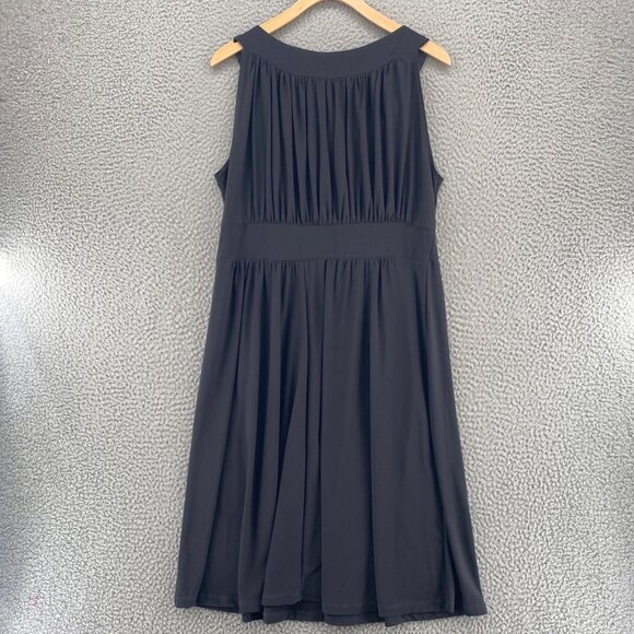 Haani Dress Women Extra Large Gray Bling Neckline Jersey Shirred Sleeveless Knee - Picture 3 of 9